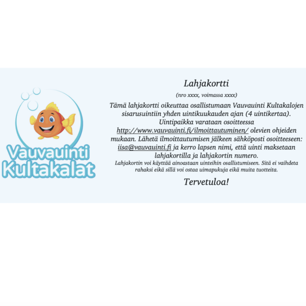 Lahjakortti sisarusuintiin 1kk